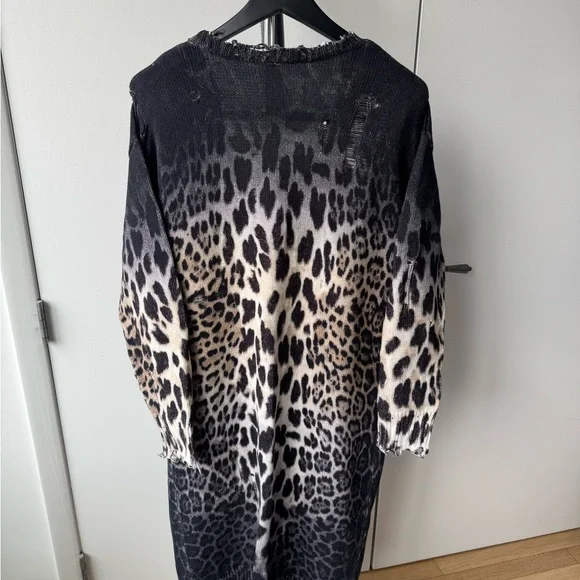 R13 Leopard Print Cardigan in Black and Cream - Picture 10 of 11